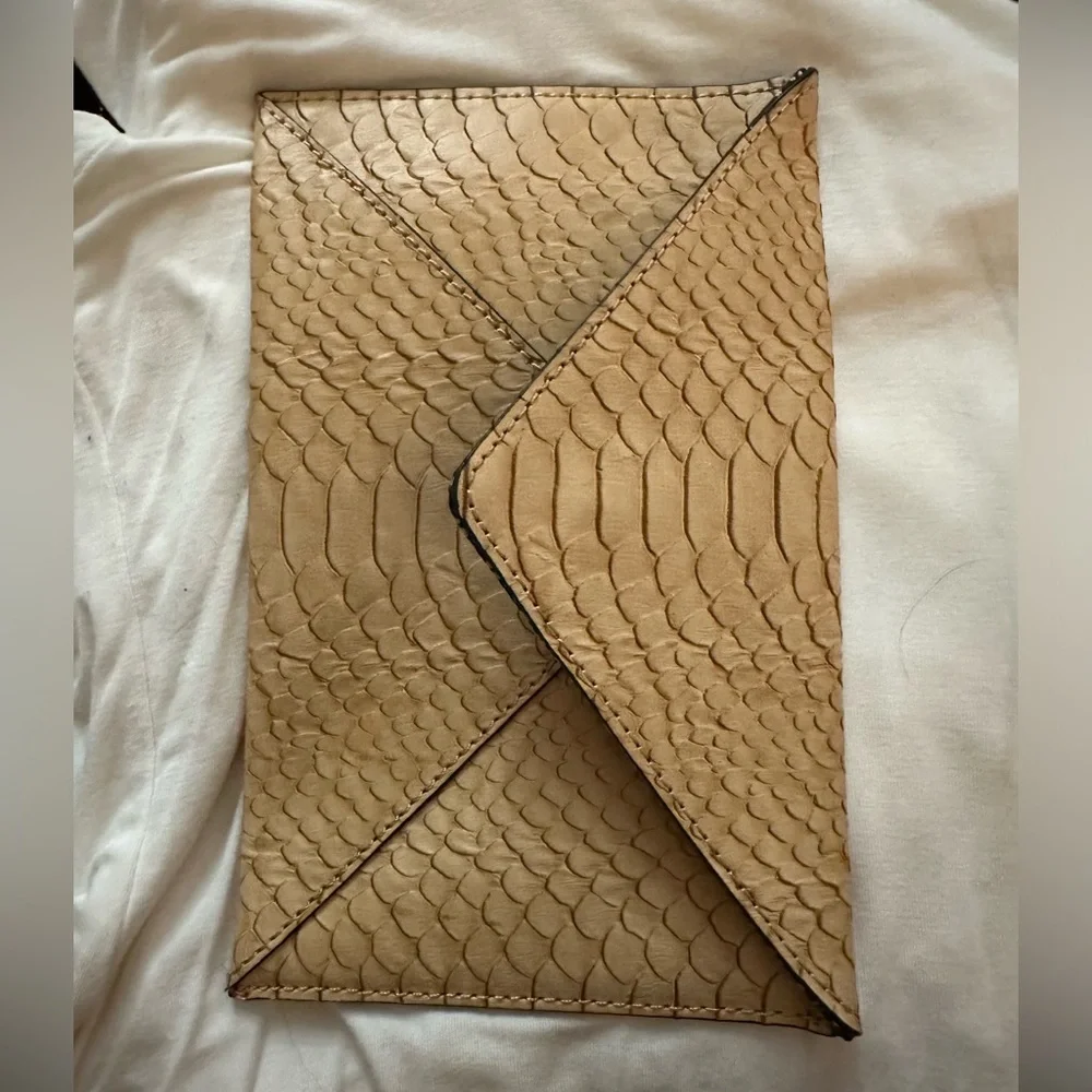 New Loeffler Randall Python‎ Embossed Nude Clutch